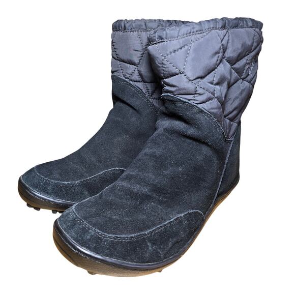 Columbia Suede Moccasin Boots Thermal Reflective Omni Heat Black Waterproof Sz 8 - Picture 3 of 9